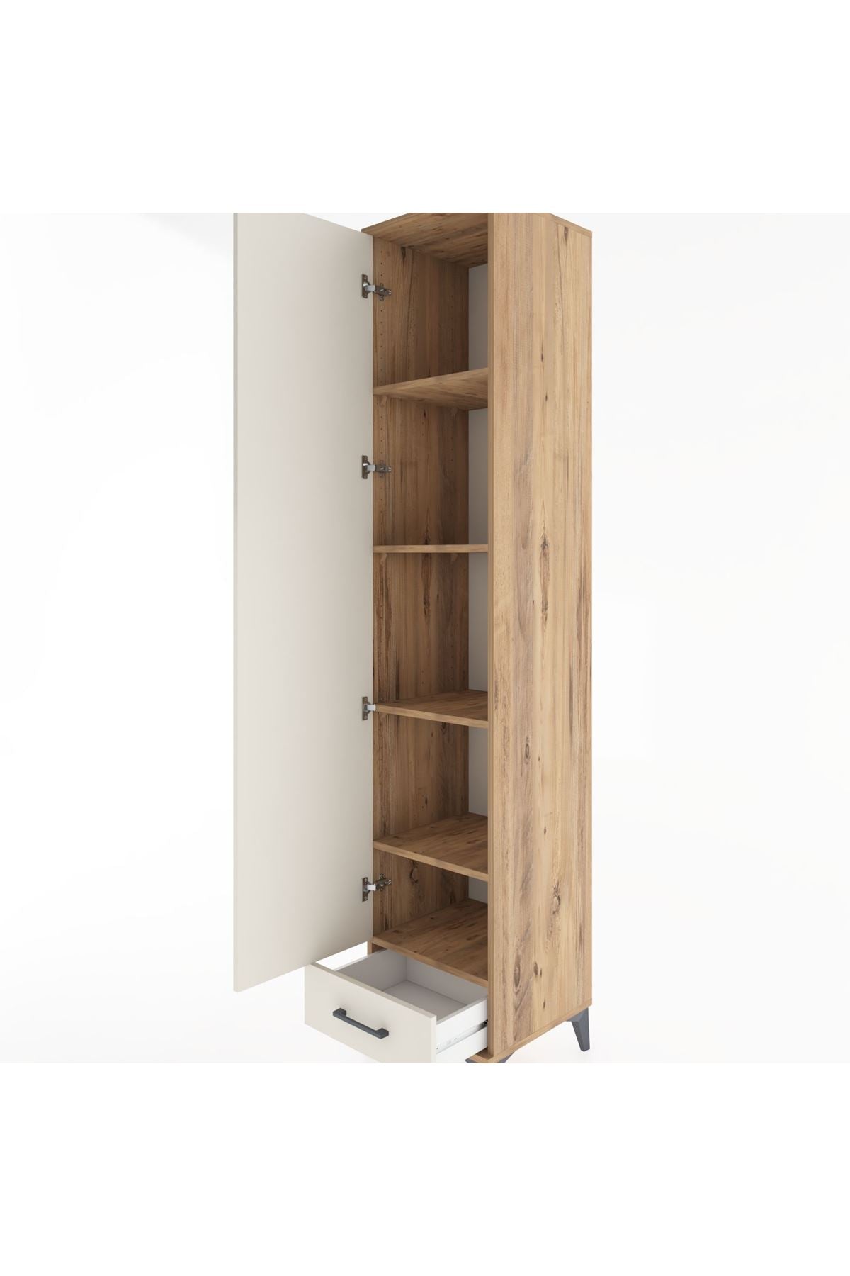 Hyperion Dolap 5 Raflı Tek Çekmeceli Tek Kapaklı 44x44x221 Çam-Aytaşı