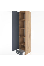 Hyperion Dolap 5 Raflı Tek Çekmeceli Tek Kapaklı 44x44x221 Çam-Antrasit