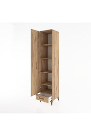 Hyperion Dolap 5 Raflı Tek Çekmeceli Tek Kapaklı 44x44x221 Çam-Çam