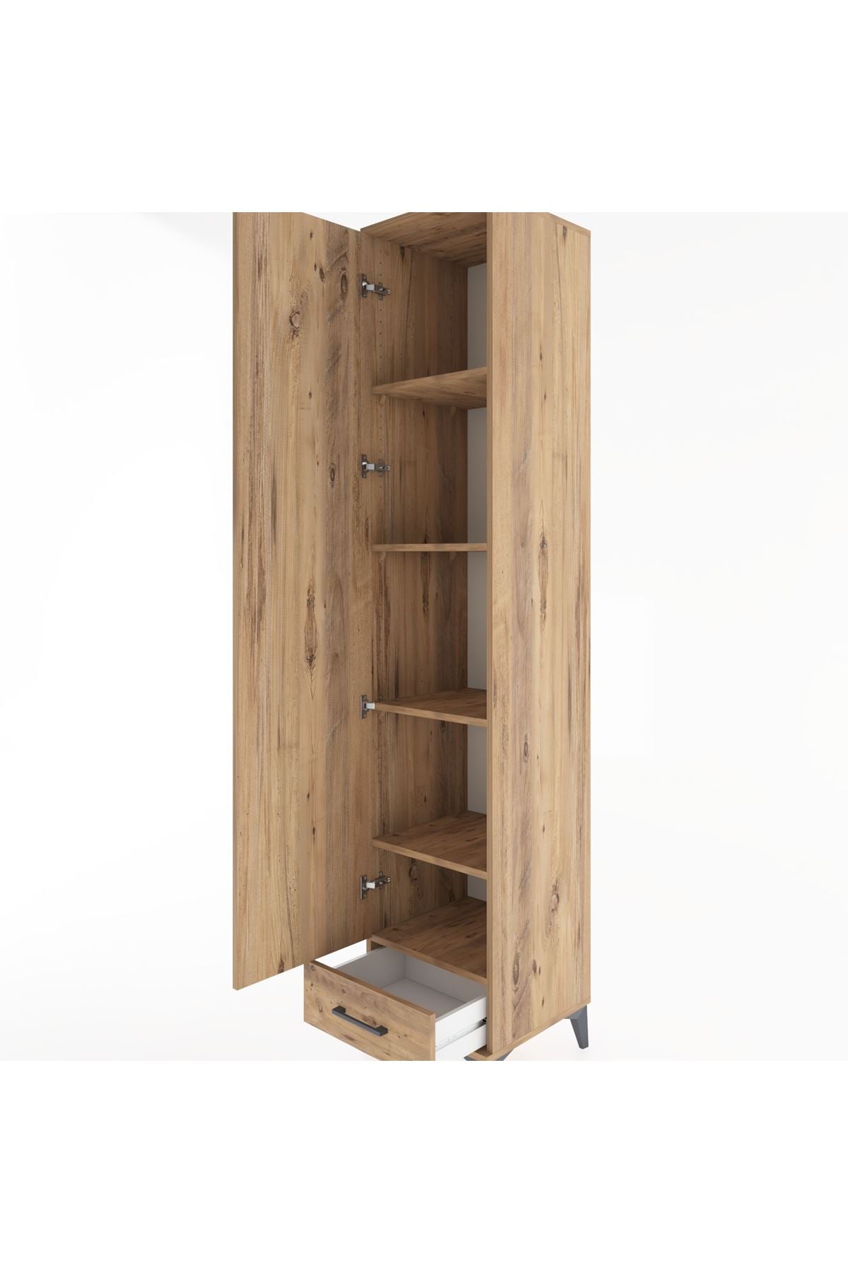 Hyperion Dolap 5 Raflı Tek Çekmeceli Tek Kapaklı 44x44x221 Çam-Çam