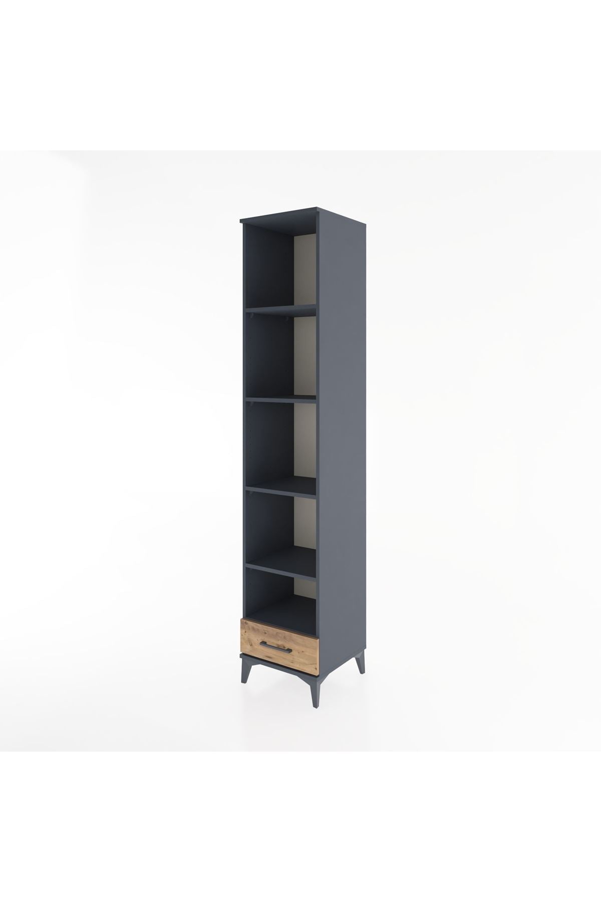 Hyperion Dolap 5 Raflı Tek Çekmeceli 44x44x221 Antrasit-Çam