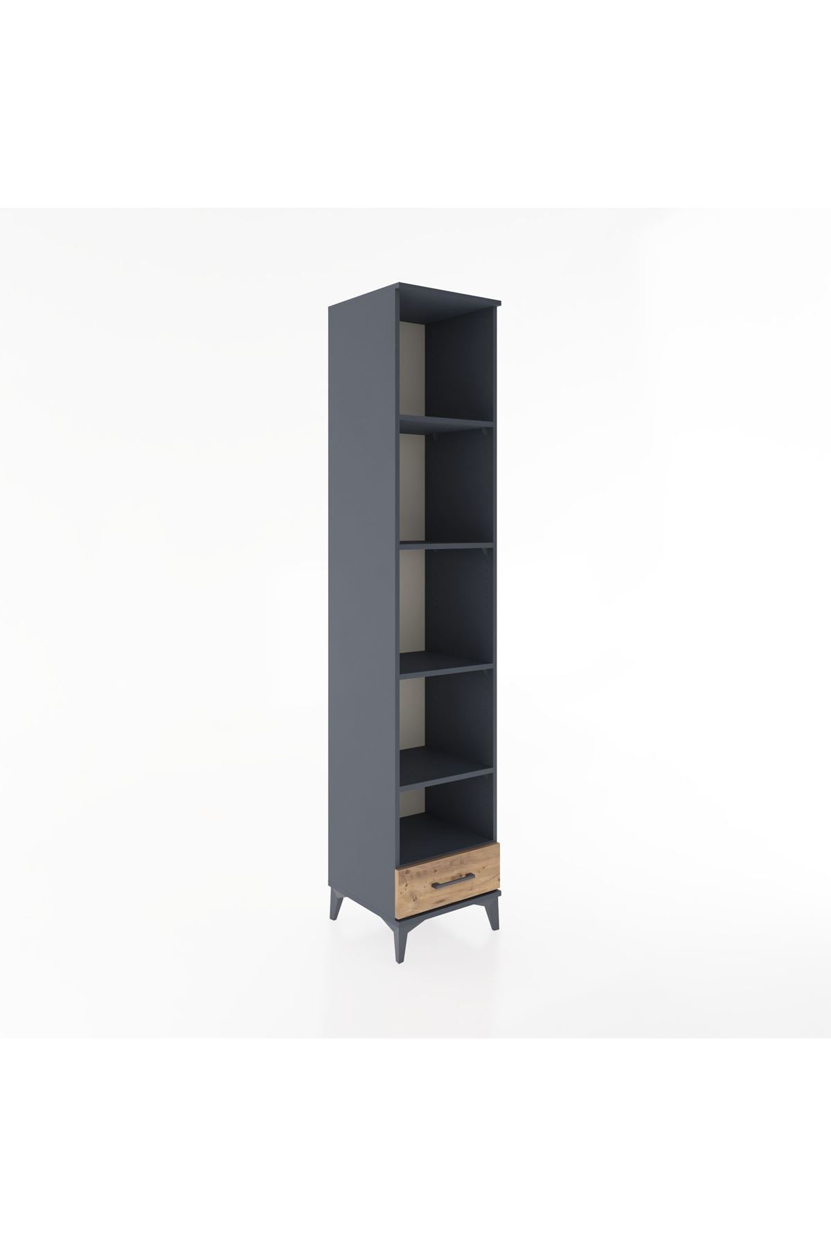 Hyperion Dolap 5 Raflı Tek Çekmeceli 44x44x221 Antrasit-Çam