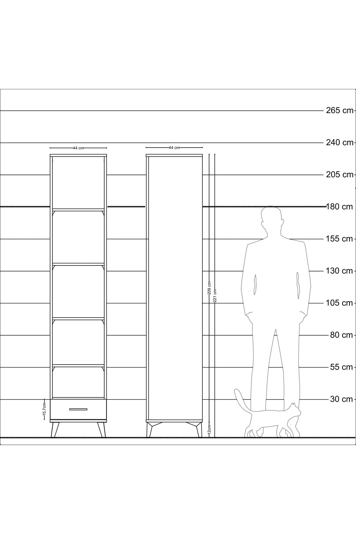 Hyperion Dolap 5 Raflı Tek Çekmeceli 44x44x221 Çam-Aytaşı