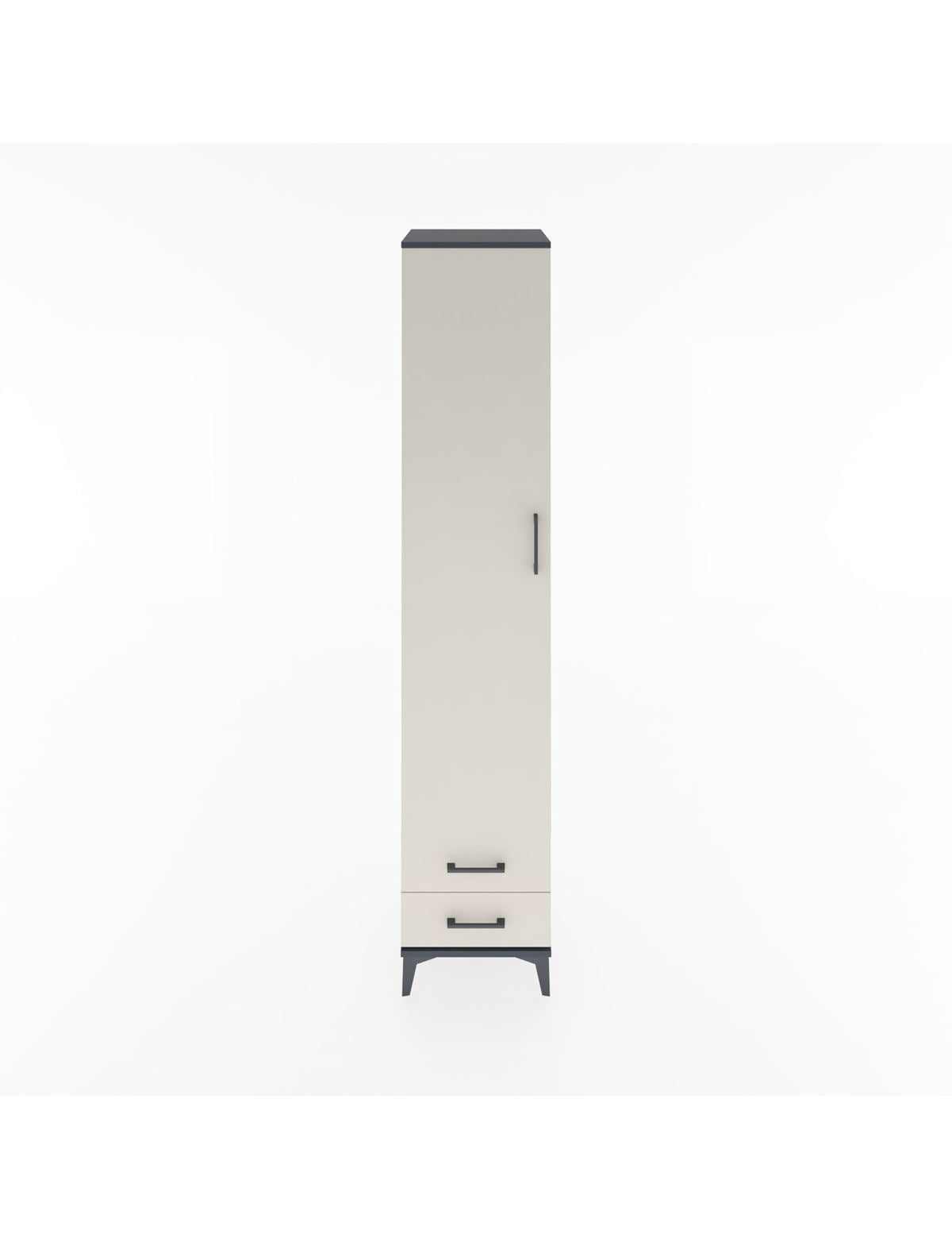 Hyperion Dolap 3 Raflı 2 Çekmeceli Tek Askılı 44x44x221 Antrasit-Aytaşı