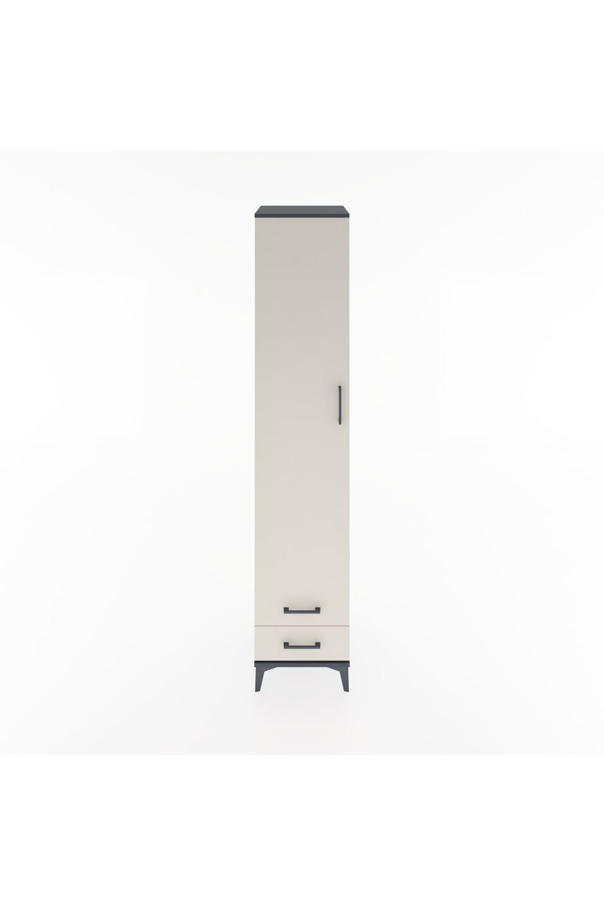 Hyperion Dolap 3 Raflı 2 Çekmeceli Tek Askılı 44x44x221 Antrasit-Aytaşı