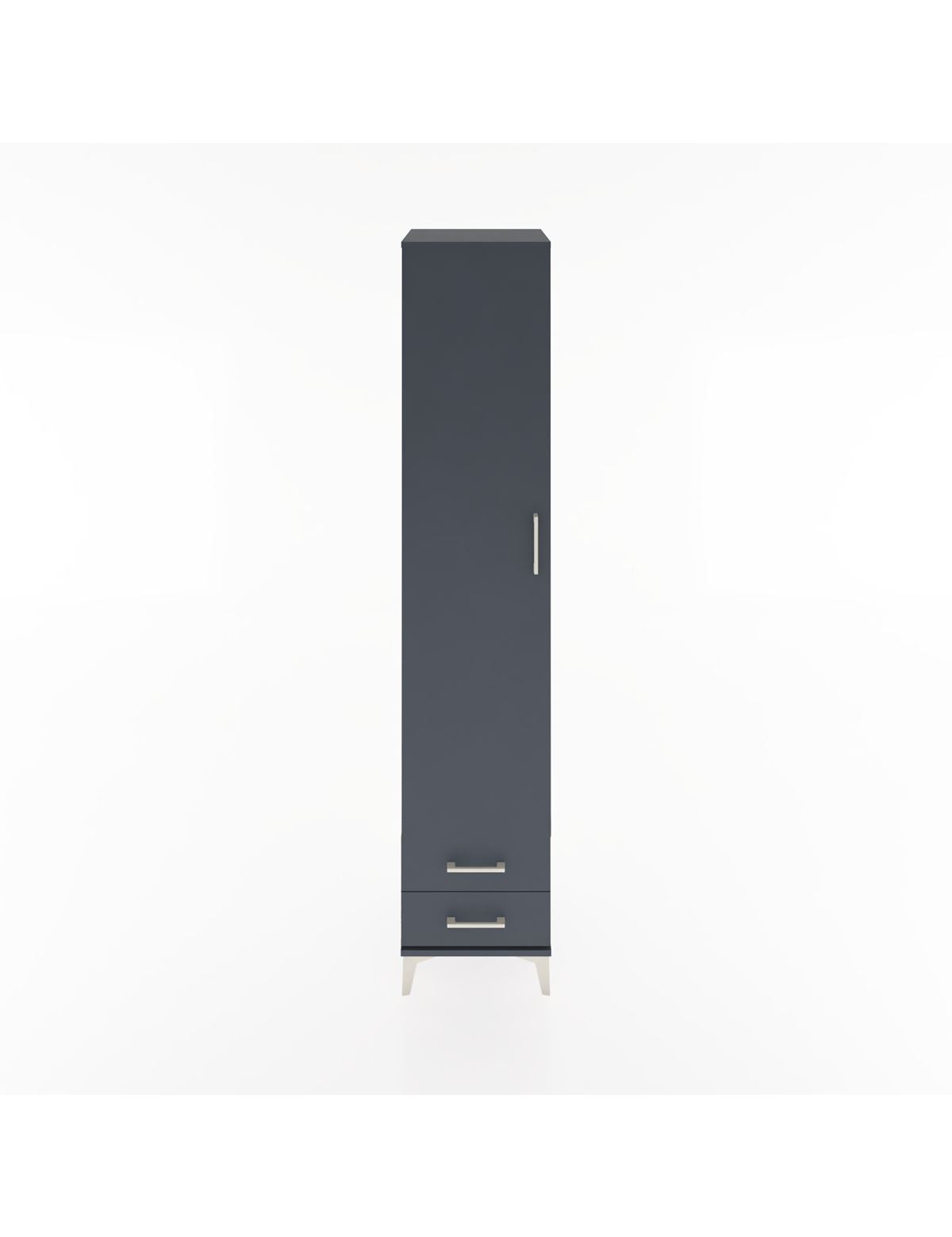 Hyperion Dolap 3 Raflı 2 Çekmeceli Tek Askılı 44x44x221 Antrasit-Antrasit