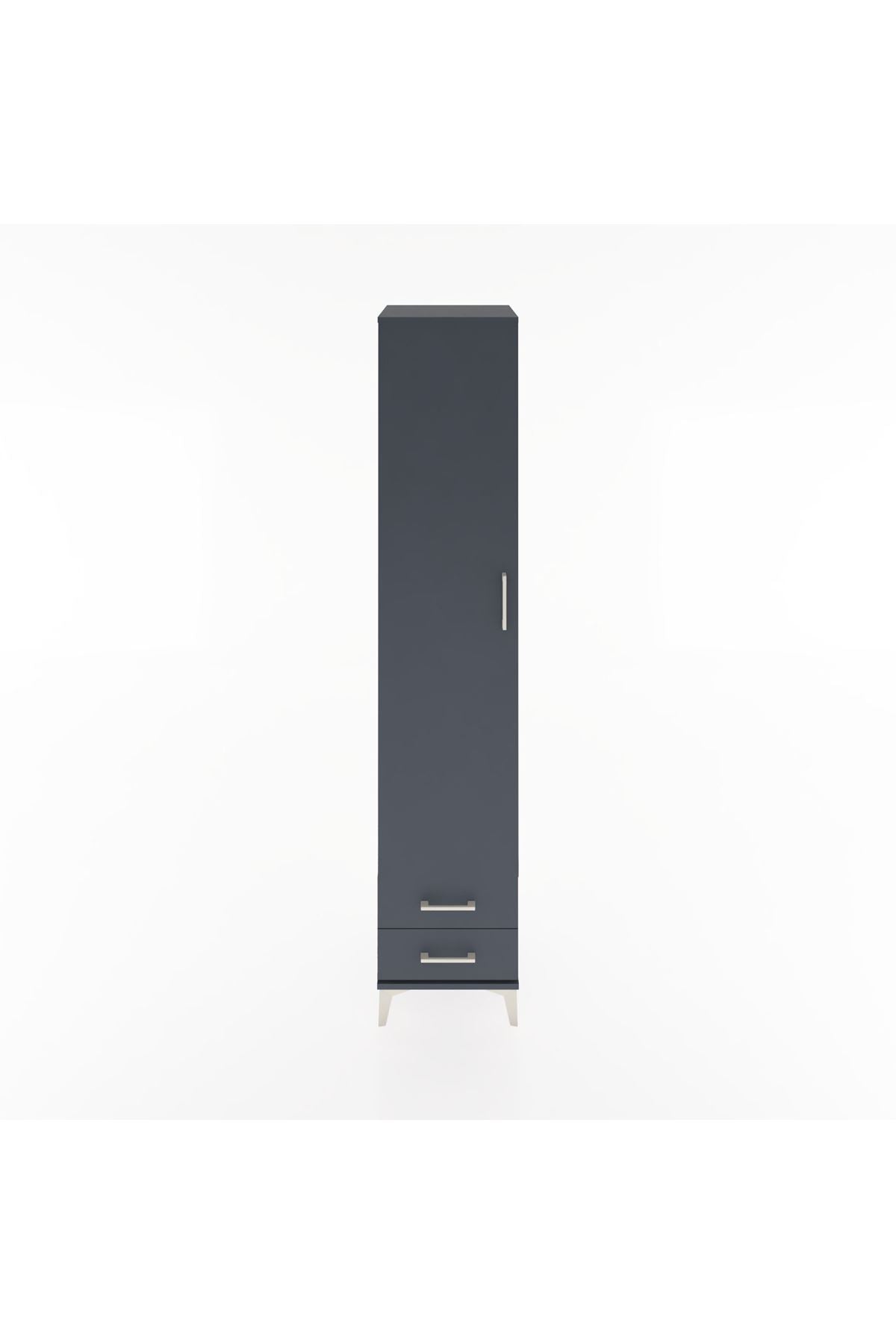 Hyperion Dolap 3 Raflı 2 Çekmeceli Tek Askılı 44x44x221 Antrasit-Antrasit