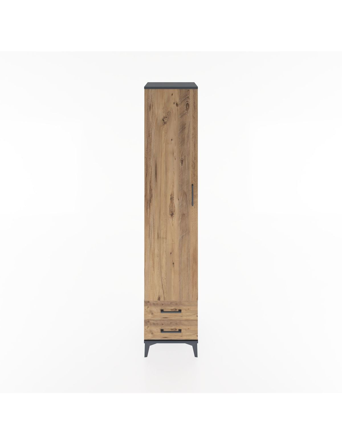 Hyperion Dolap 3 Raflı 2 Çekmeceli Tek Askılı 44x44x221 Antrasit-Çam