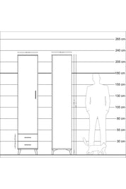 Hyperion Dolap 3 Raflı 2 Çekmeceli Tek Askılı 44x44x221 Çam-Aytaşı