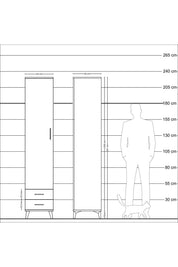 Hyperion Dolap 3 Raflı 2 Çekmeceli Tek Askılı 44x44x221 - S61M009V7B