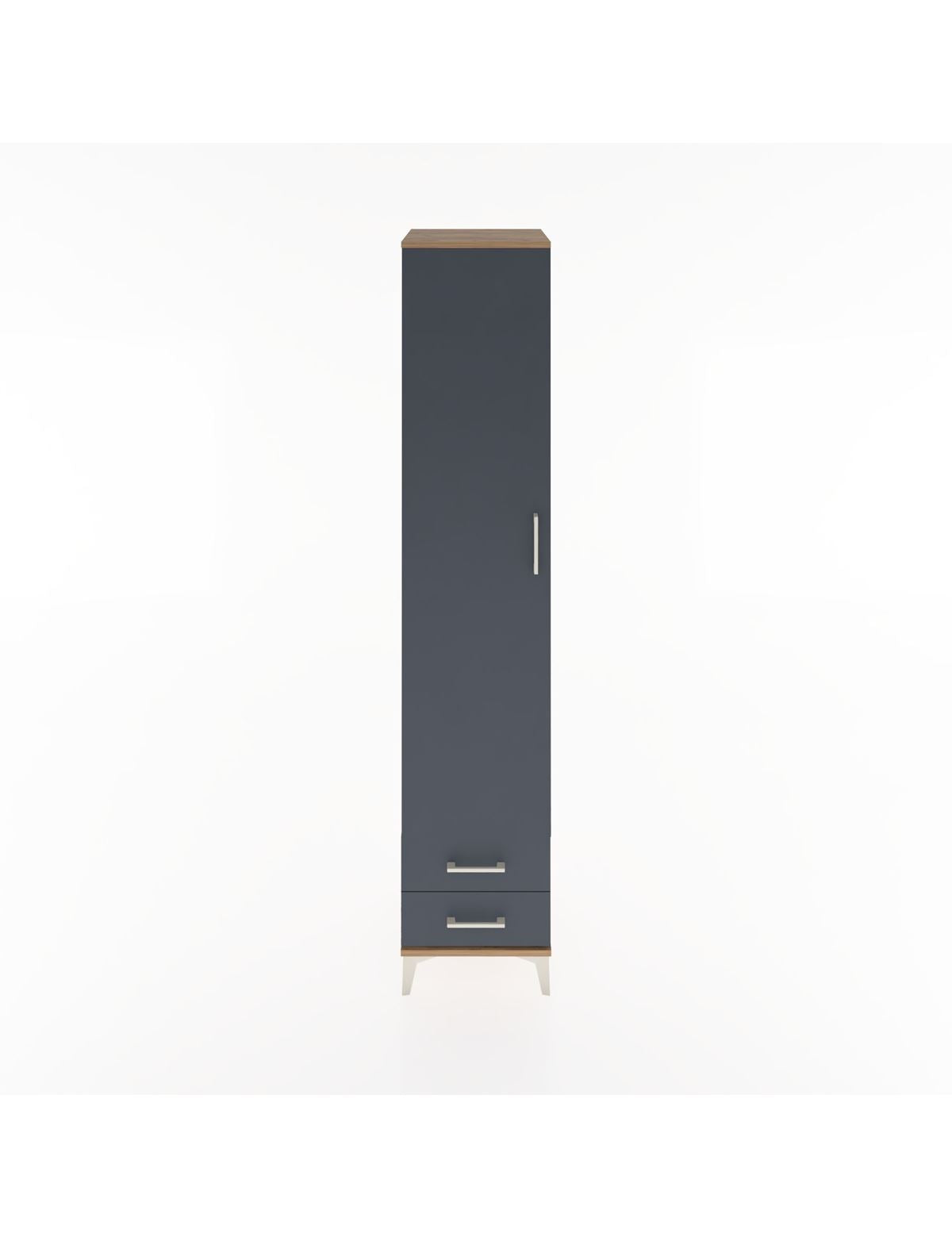 Hyperion Dolap 3 Raflı 2 Çekmeceli Tek Askılı 44x44x221 Çam-Antrasit