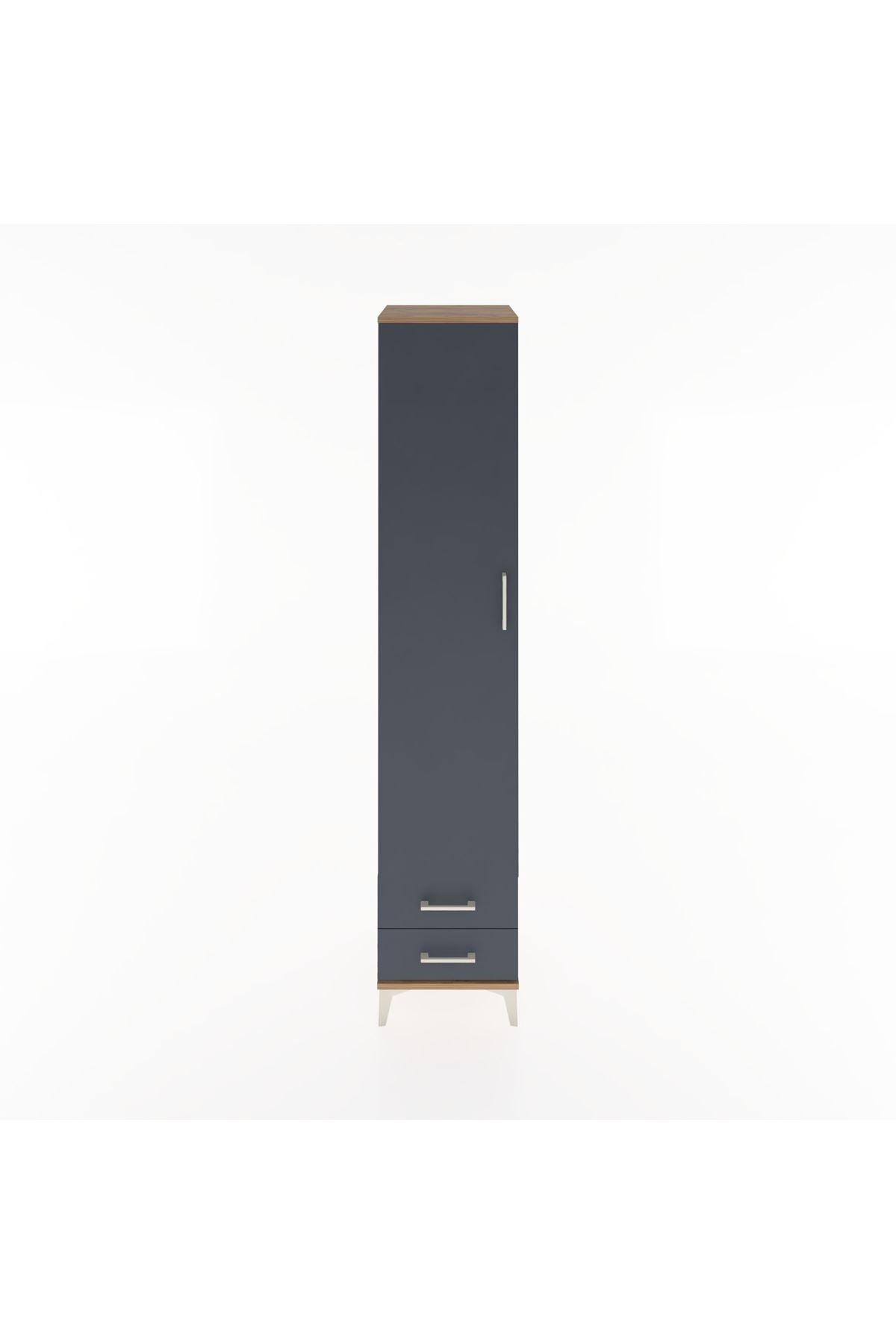 Hyperion Dolap 3 Raflı 2 Çekmeceli Tek Askılı 44x44x221 Çam-Antrasit