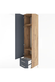 Hyperion Dolap 3 Raflı 2 Çekmeceli Tek Askılı 44x44x221 Çam-Antrasit