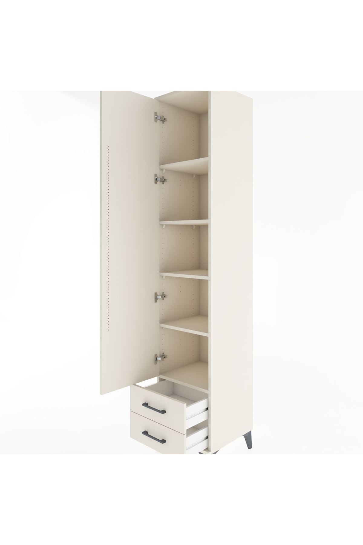 Hyperion Dolap 5 Raflı 2 Çekmeceli Tek Kapaklı 44x44x221 Aytaşı-Aytaşı