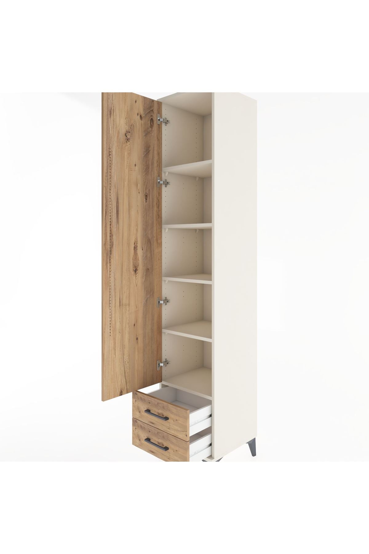 Hyperion Dolap 5 Raflı 2 Çekmeceli Tek Kapaklı 44x44x221 Aytaşı-Çam