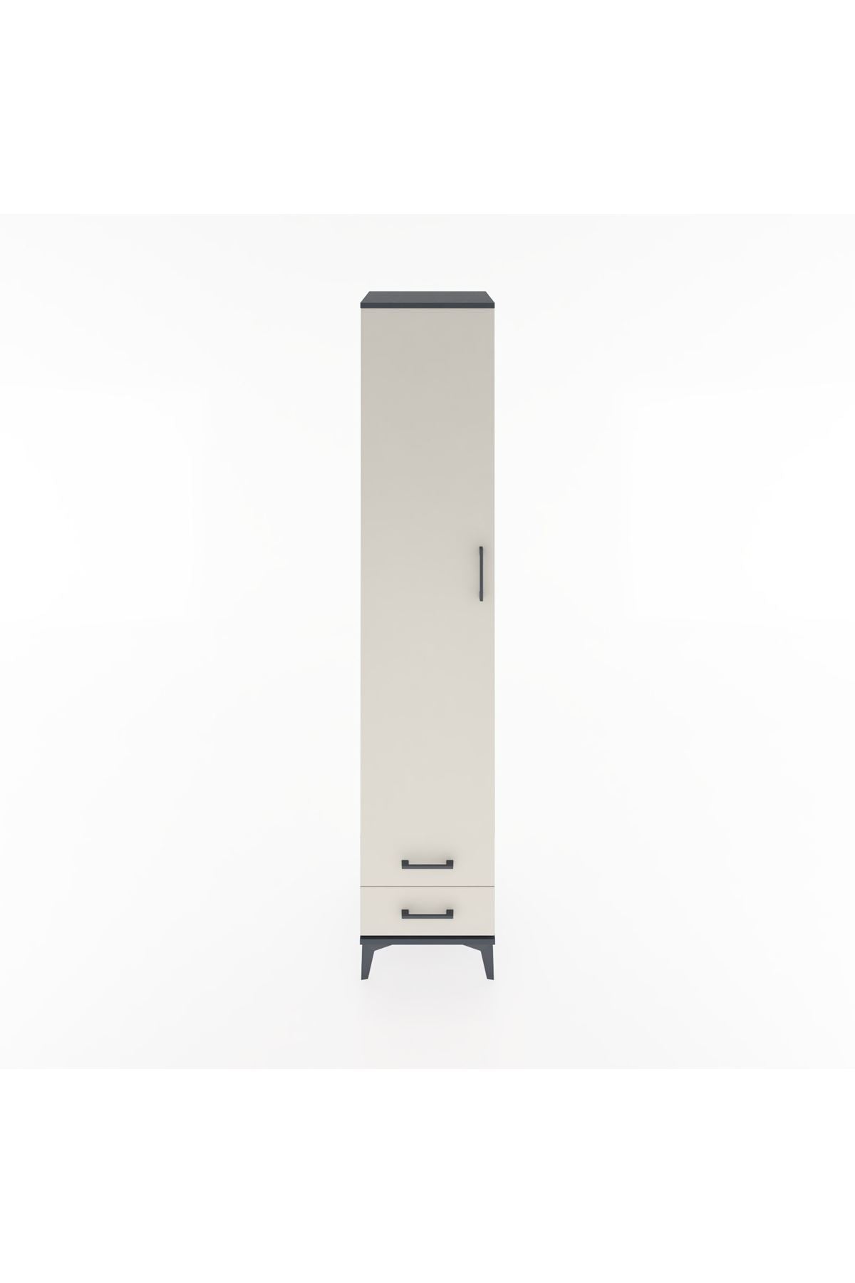 Hyperion Dolap 5 Raflı 2 Çekmeceli Tek Kapaklı 44x44x221 Antrasit-Aytaşı