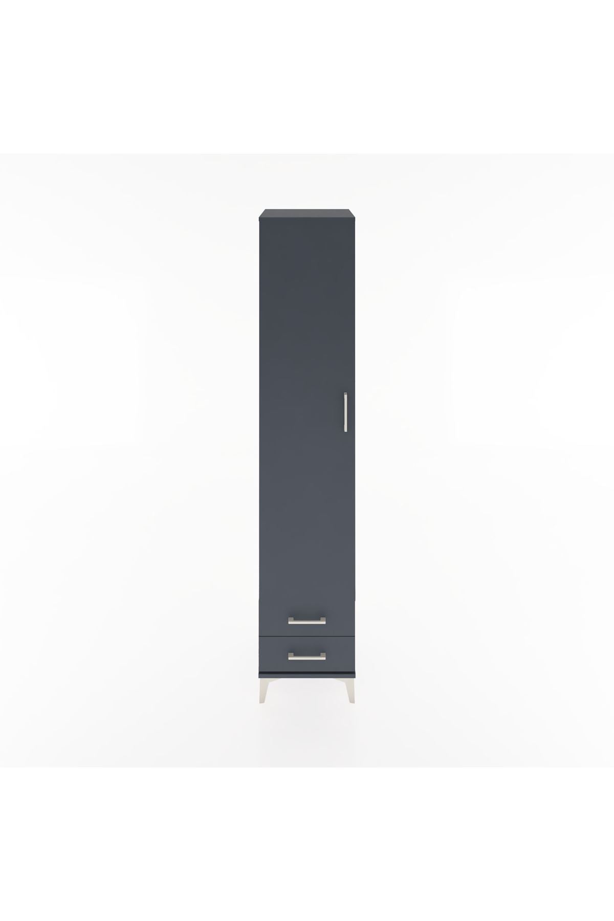 Hyperion Dolap 5 Raflı 2 Çekmeceli Tek Kapaklı 44x44x221 Antrasit-Antrasit