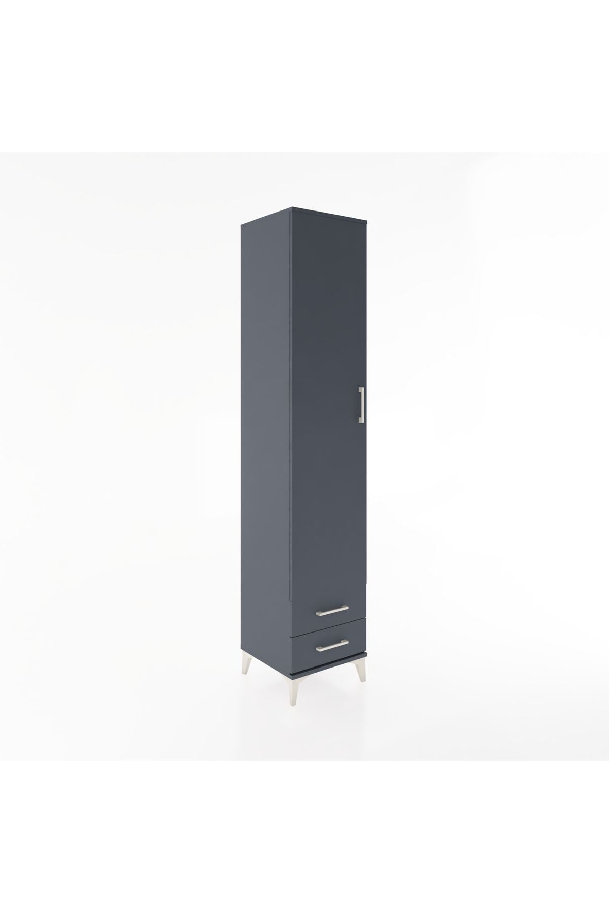 Hyperion Dolap 5 Raflı 2 Çekmeceli Tek Kapaklı 44x44x221 Antrasit-Antrasit