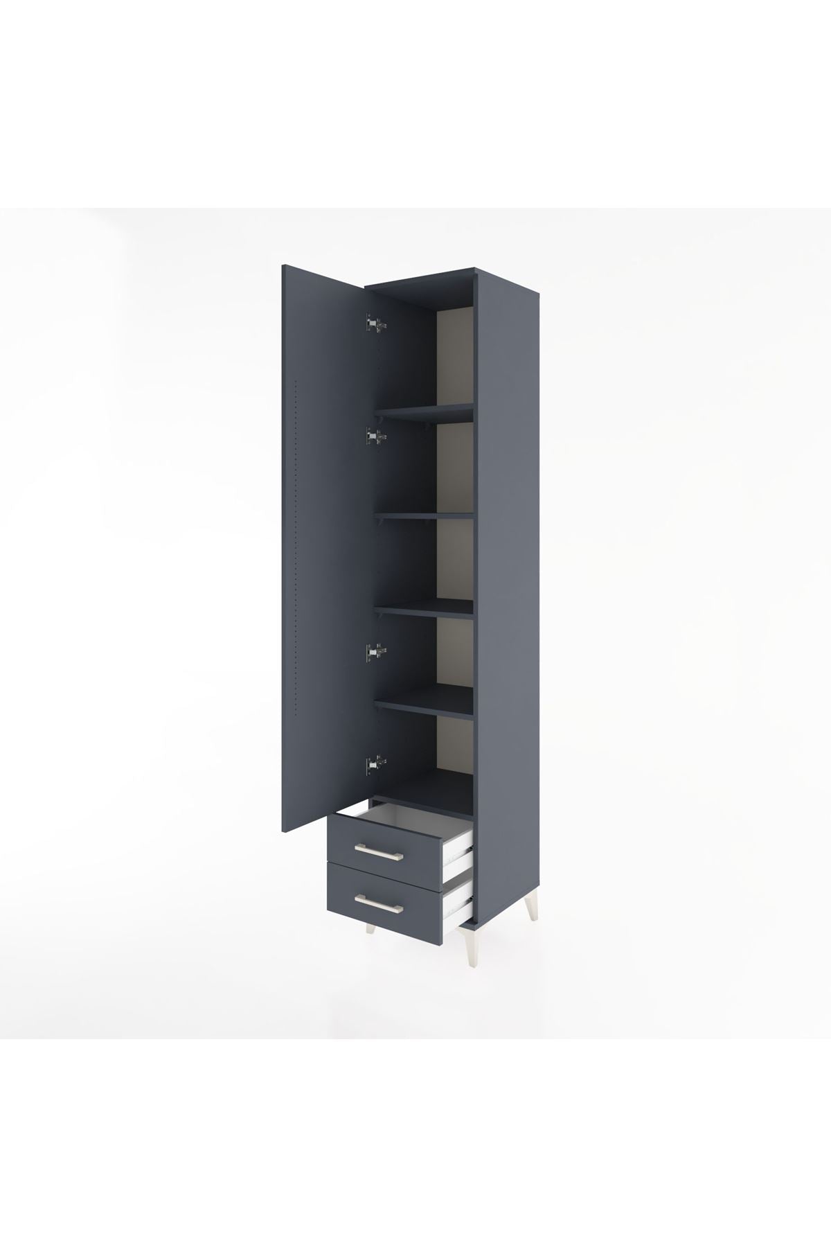 Hyperion Dolap 5 Raflı 2 Çekmeceli Tek Kapaklı 44x44x221 Antrasit-Antrasit
