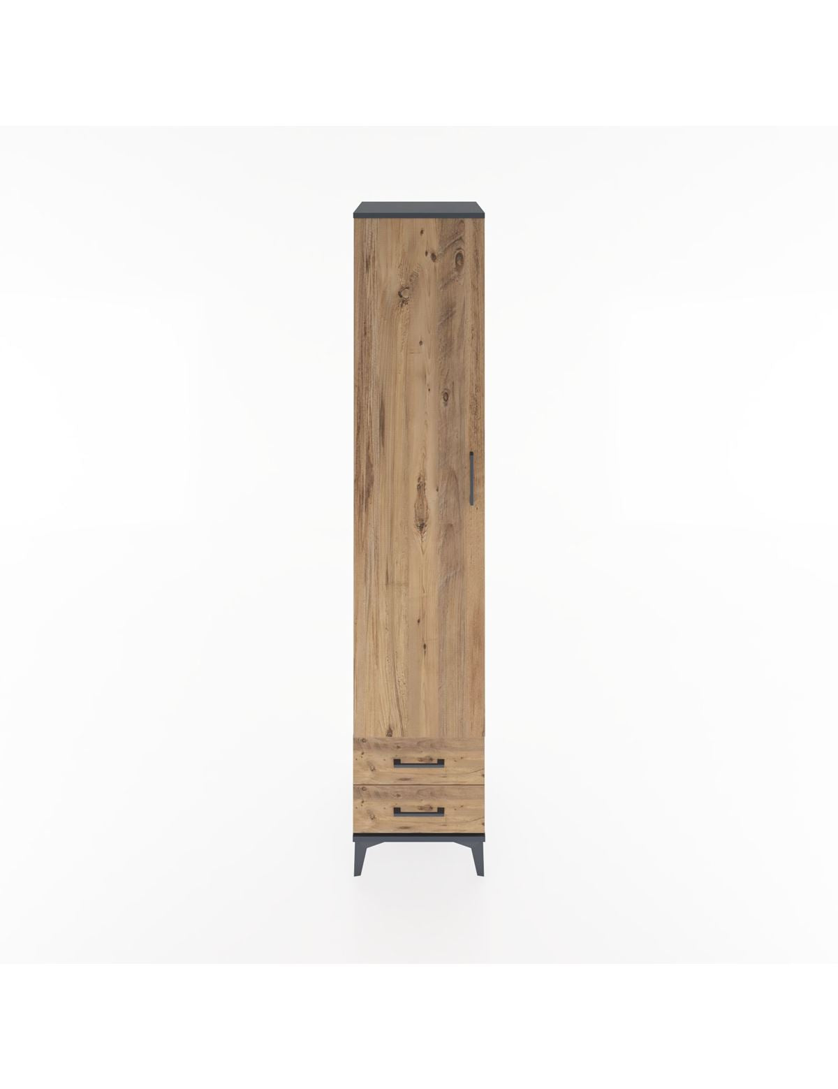 Hyperion Dolap 5 Raflı 2 Çekmeceli Tek Kapaklı 44x44x221 Antrasit-Çam