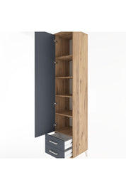 Hyperion Dolap 5 Raflı 2 Çekmeceli Tek Kapaklı 44x44x221 Çam-Antrasit