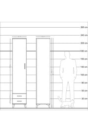 Hyperion Dolap 5 Raflı 2 Çekmeceli Tek Kapaklı 44x44x221 Çam-Antrasit