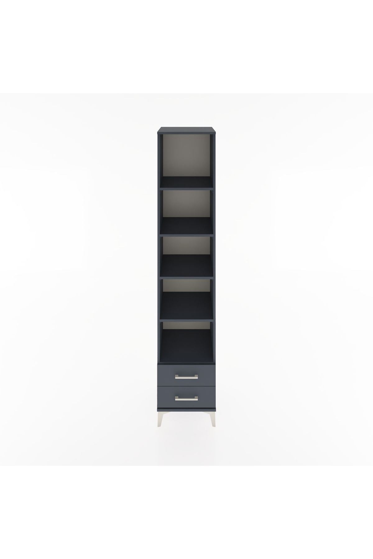 Hyperion Dolap 5 Raflı 2 Çekmeceli 44x44x221 Antrasit-Antrasit
