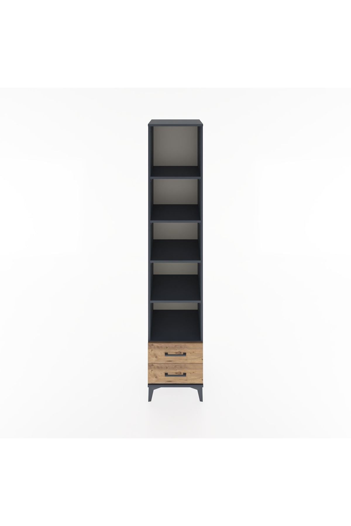 Hyperion Dolap 5 Raflı 2 Çekmeceli 44x44x221 Antrasit-Çam