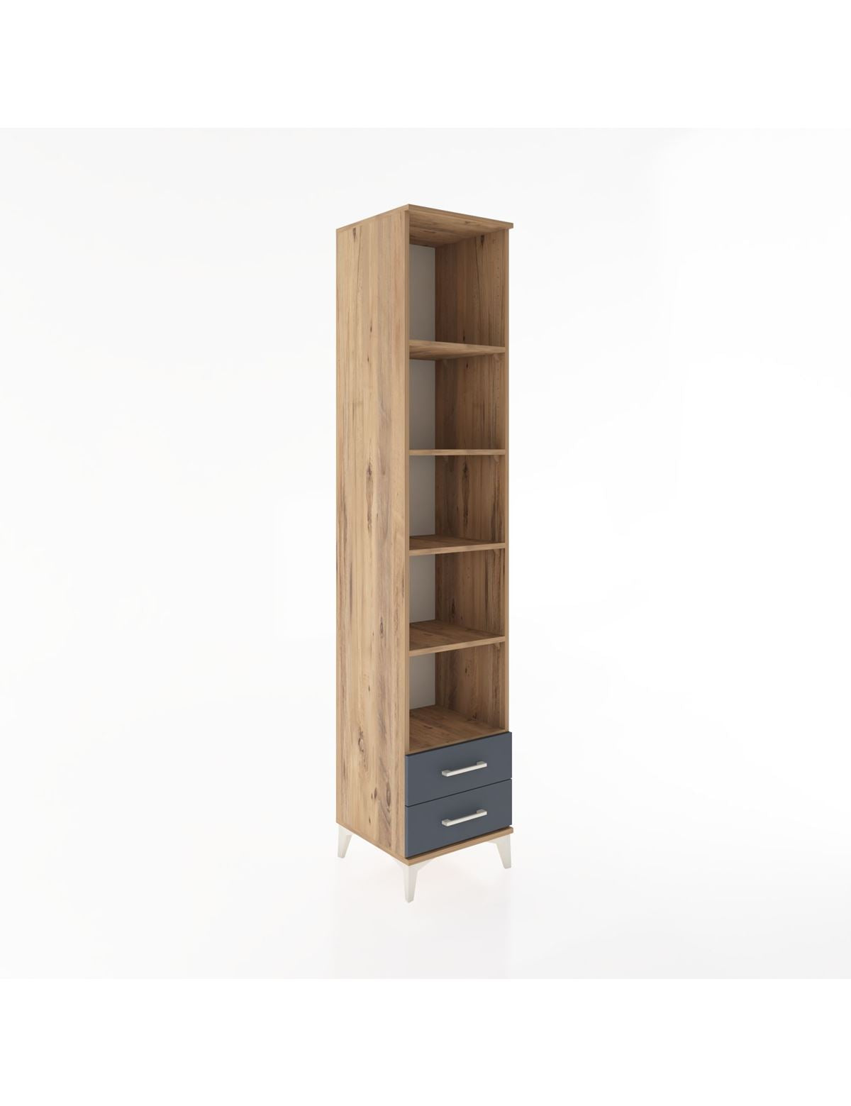 Hyperion Dolap 5 Raflı 2 Çekmeceli 44x44x221 Çam-Antrasit