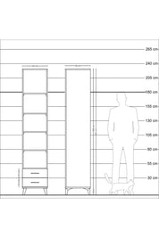 Hyperion Dolap 5 Raflı 2 Çekmeceli 44x44x221 Çam-Aytaşı