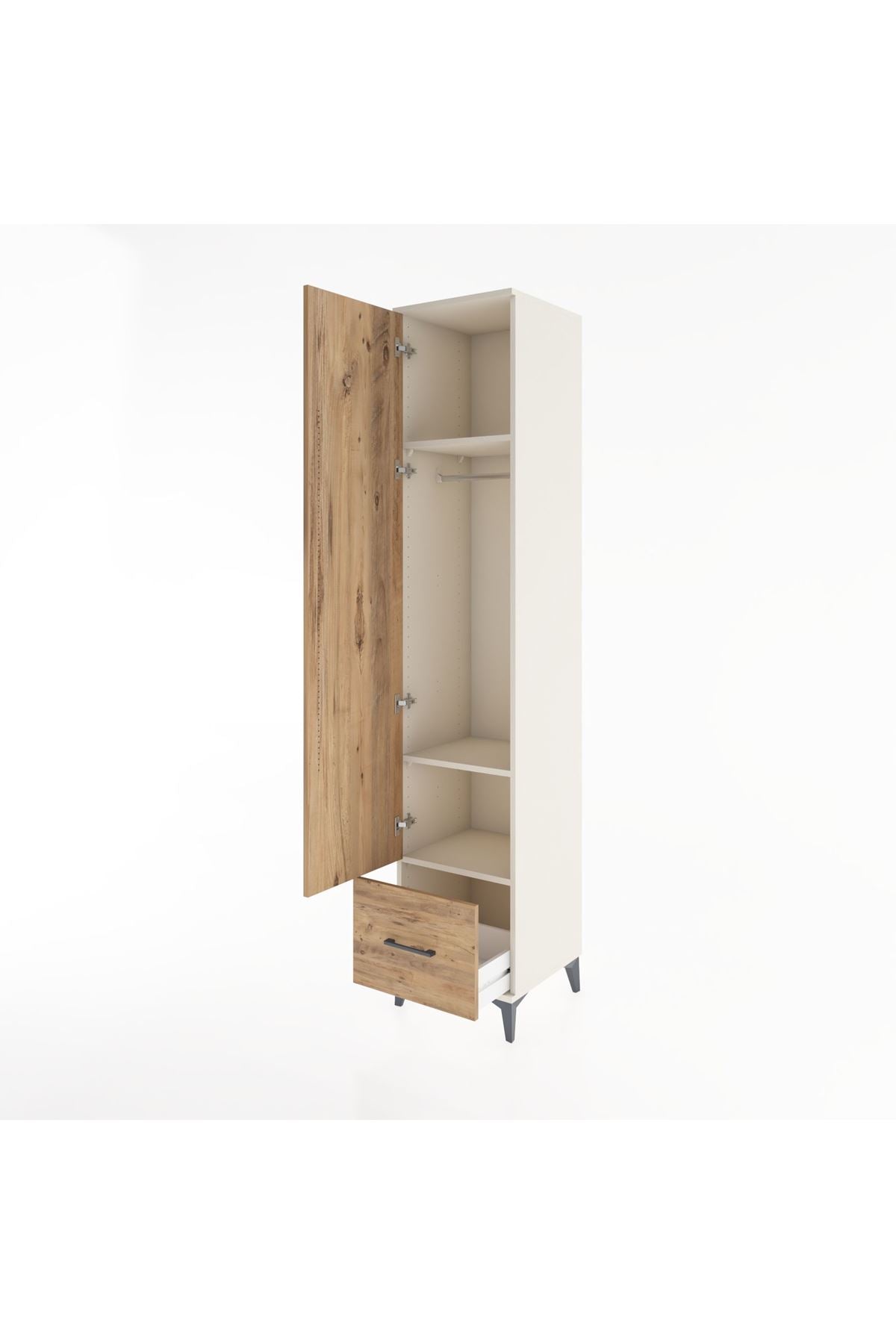 Hyperion Dolap 3 Raflı Tek Çekmeceli Tek Askılı 44x44x221 Aytaşı-Çam