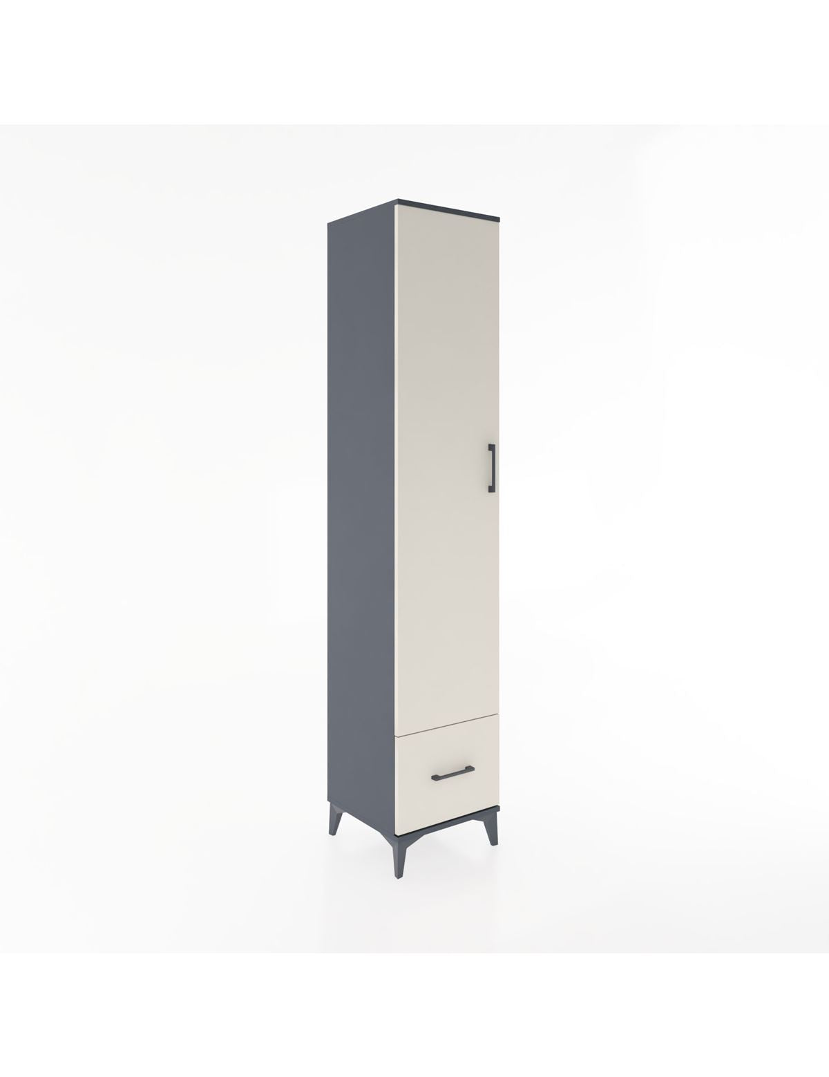 Hyperion Dolap 3 Raflı Tek Çekmeceli Tek Askılı 44x44x221 Antrasit-Aytaşı