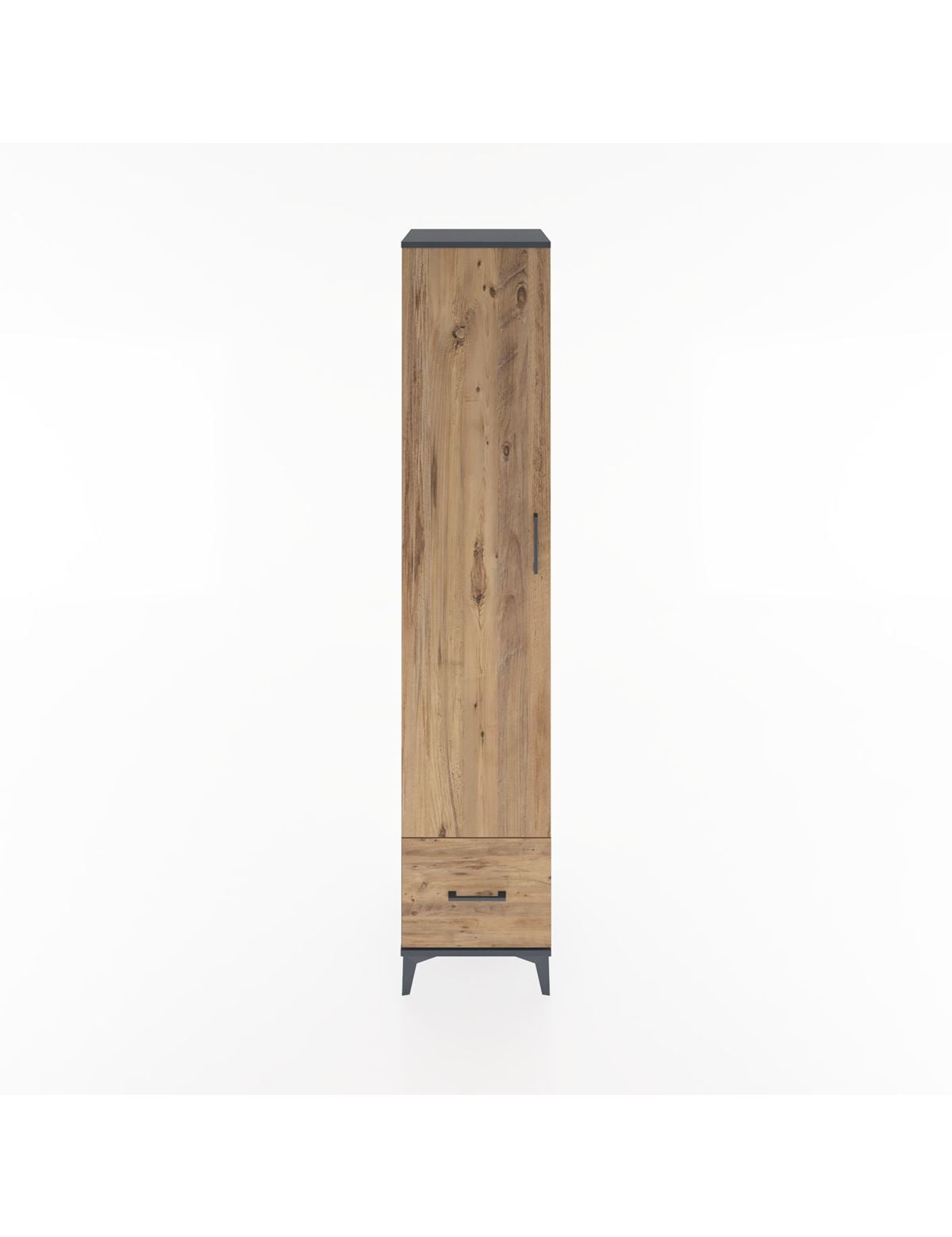 Hyperion Dolap 3 Raflı Tek Çekmeceli Tek Askılı 44x44x221 Antrasit-Çam