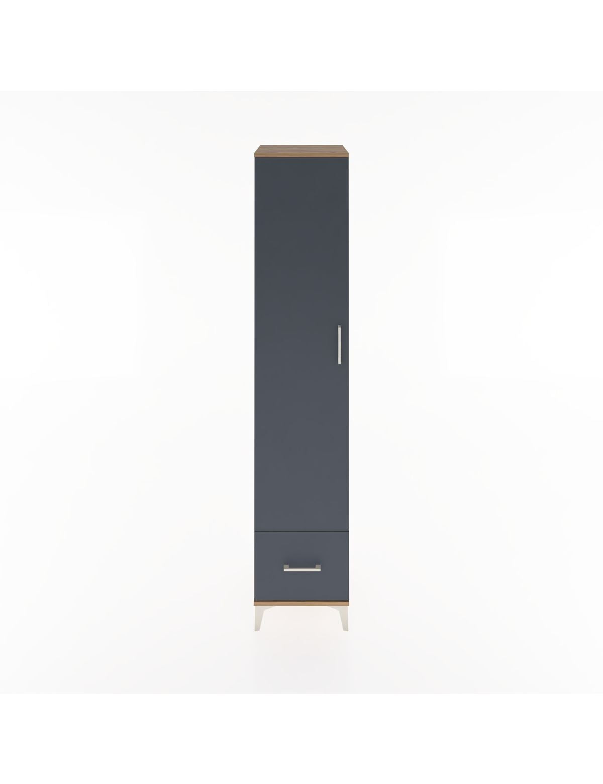 Hyperion Dolap 3 Raflı Tek Çekmeceli Tek Askılı 44x44x221 Çam-Antrasit
