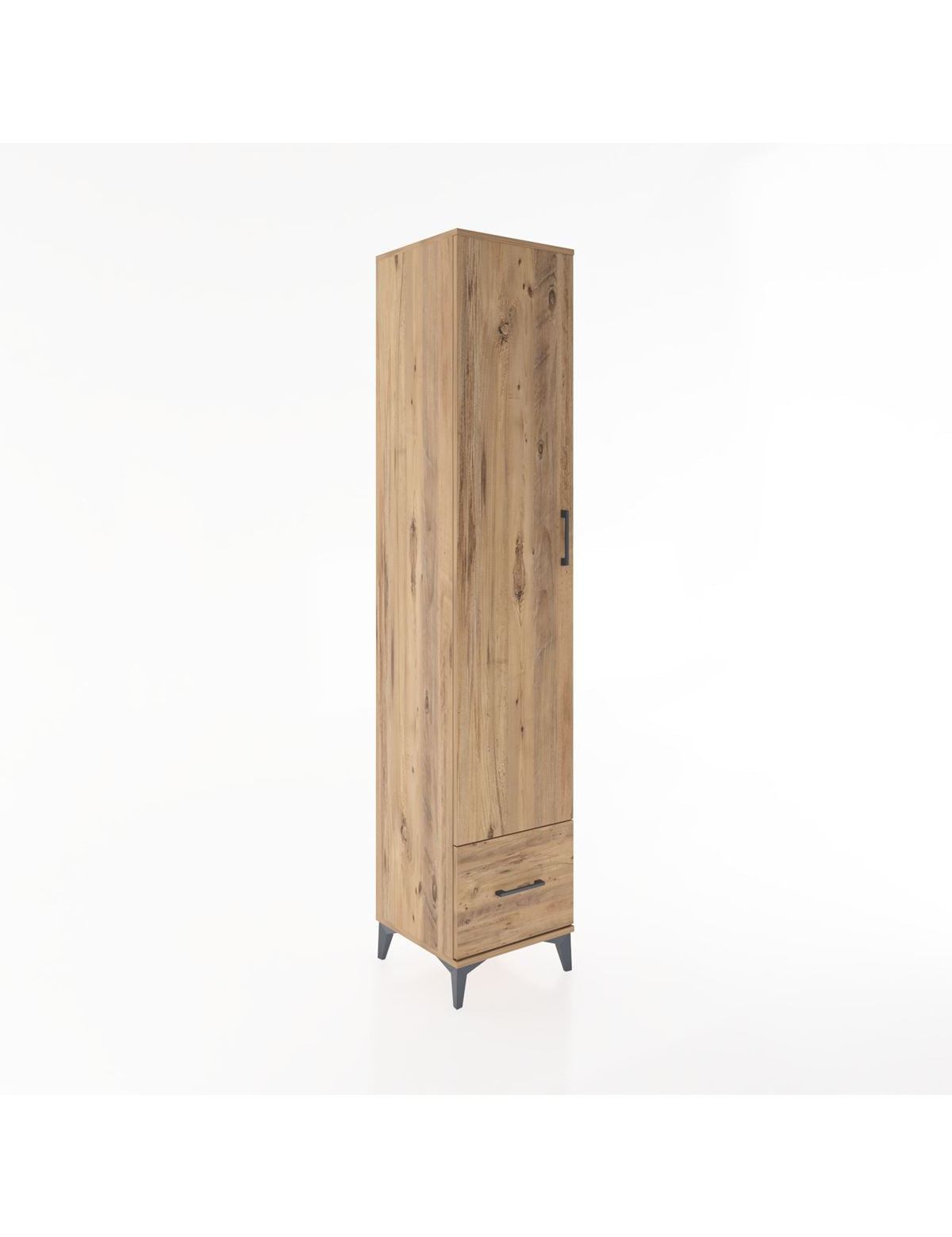 Hyperion Dolap 3 Raflı Tek Çekmeceli Tek Askılı 44x44x221 Çam-Çam