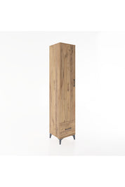 Hyperion Dolap 3 Raflı Tek Çekmeceli Tek Askılı 44x44x221 Çam-Çam