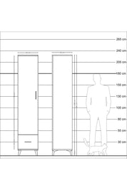Hyperion Dolap 3 Raflı Tek Çekmeceli Tek Askılı 44x44x221 Çam-Çam