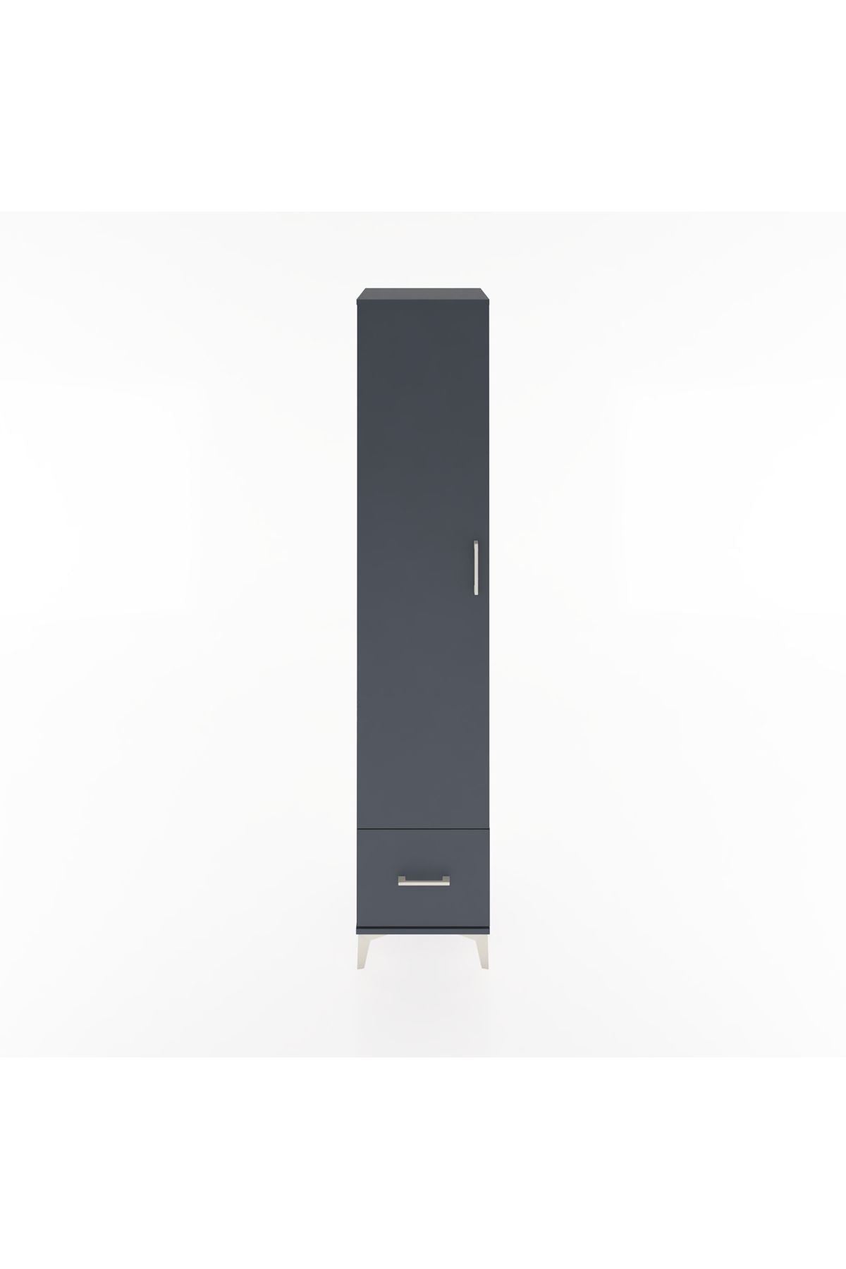 Hyperion Dolap 5 Raflı Tek Çekmeceli Tek Kapaklı 44x44x221 Antrasit-Antrasit