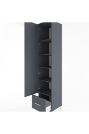 Hyperion Dolap 5 Raflı Tek Çekmeceli Tek Kapaklı 44x44x221 Antrasit-Antrasit