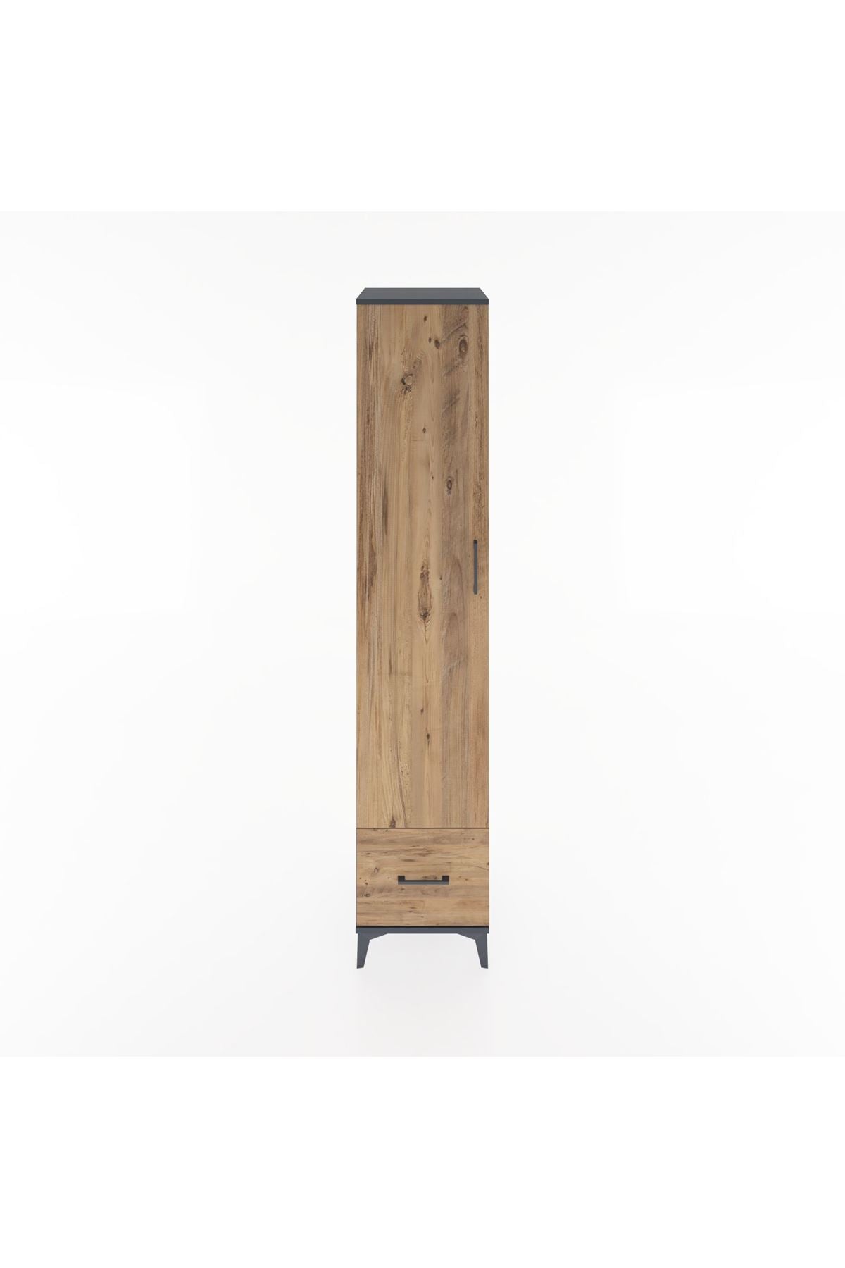 Hyperion Dolap 5 Raflı Tek Çekmeceli Tek Kapaklı 44x44x221 Antrasit-Çam