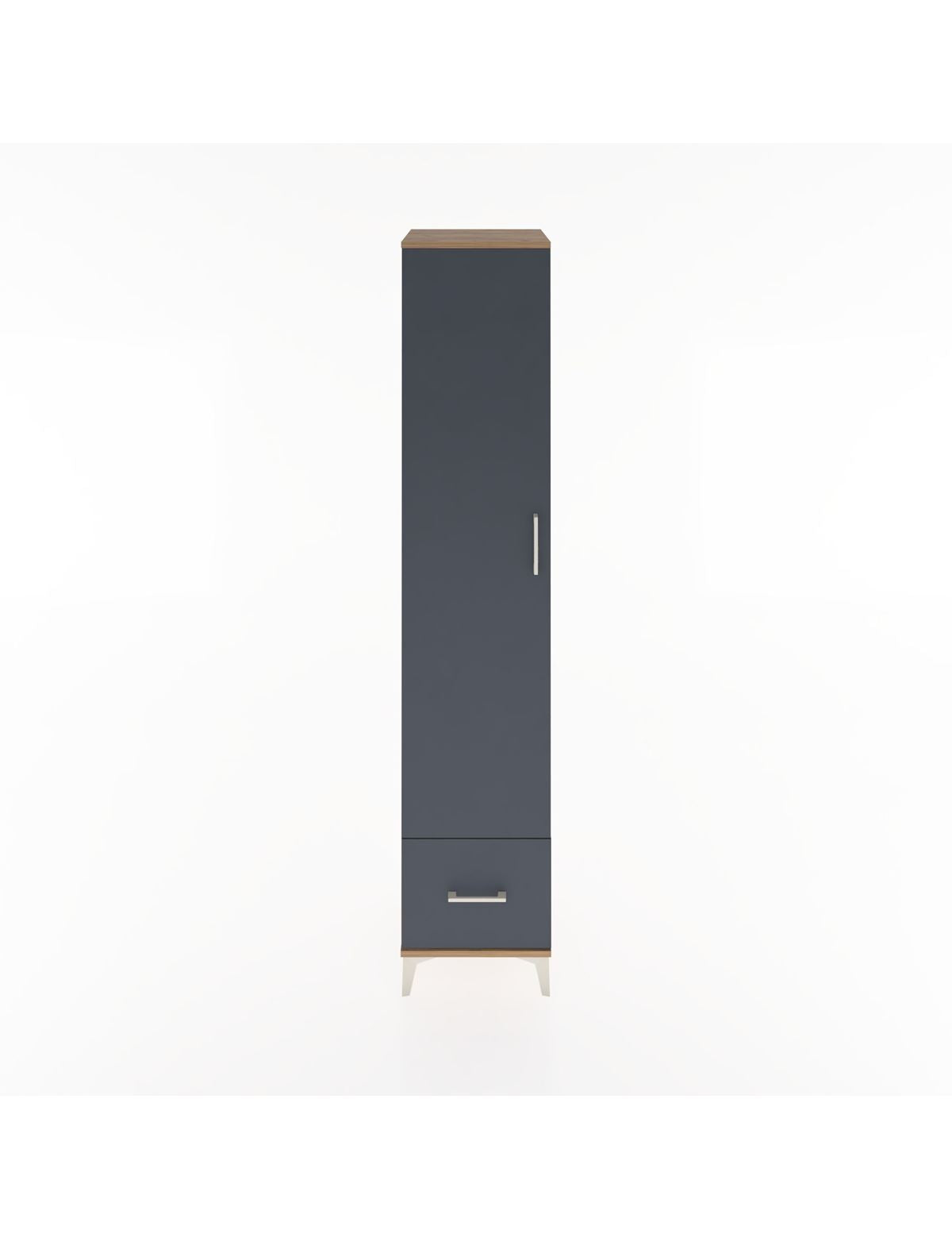 Hyperion Dolap 5 Raflı Tek Çekmeceli Tek Kapaklı 44x44x221 Çam-Antrasit