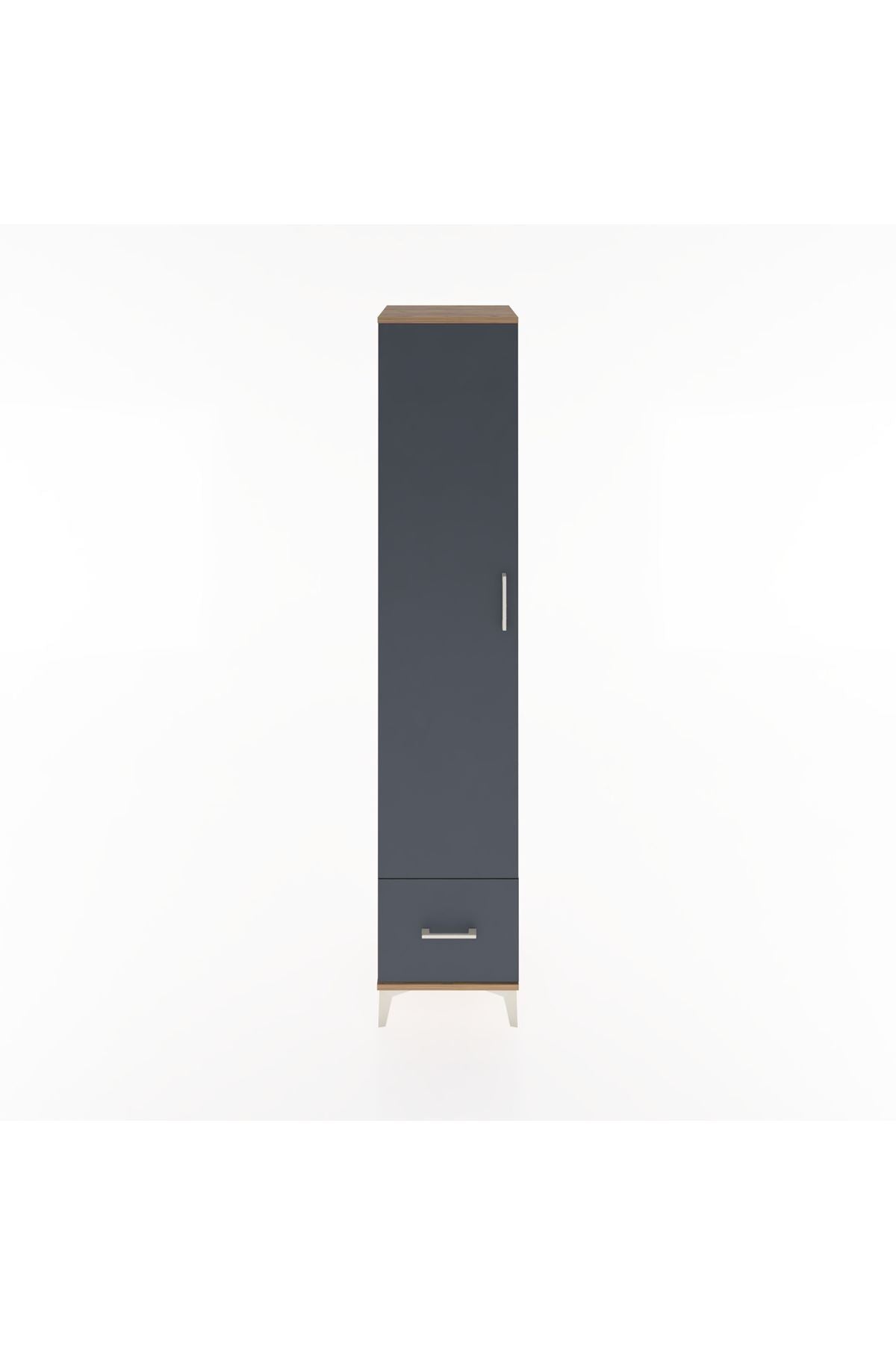 Hyperion Dolap 5 Raflı Tek Çekmeceli Tek Kapaklı 44x44x221 Çam-Antrasit