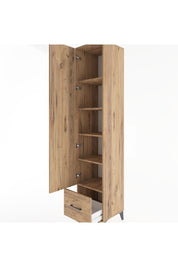 Hyperion Dolap 5 Raflı Tek Çekmeceli Tek Kapaklı 44x44x221 Çam-Çam