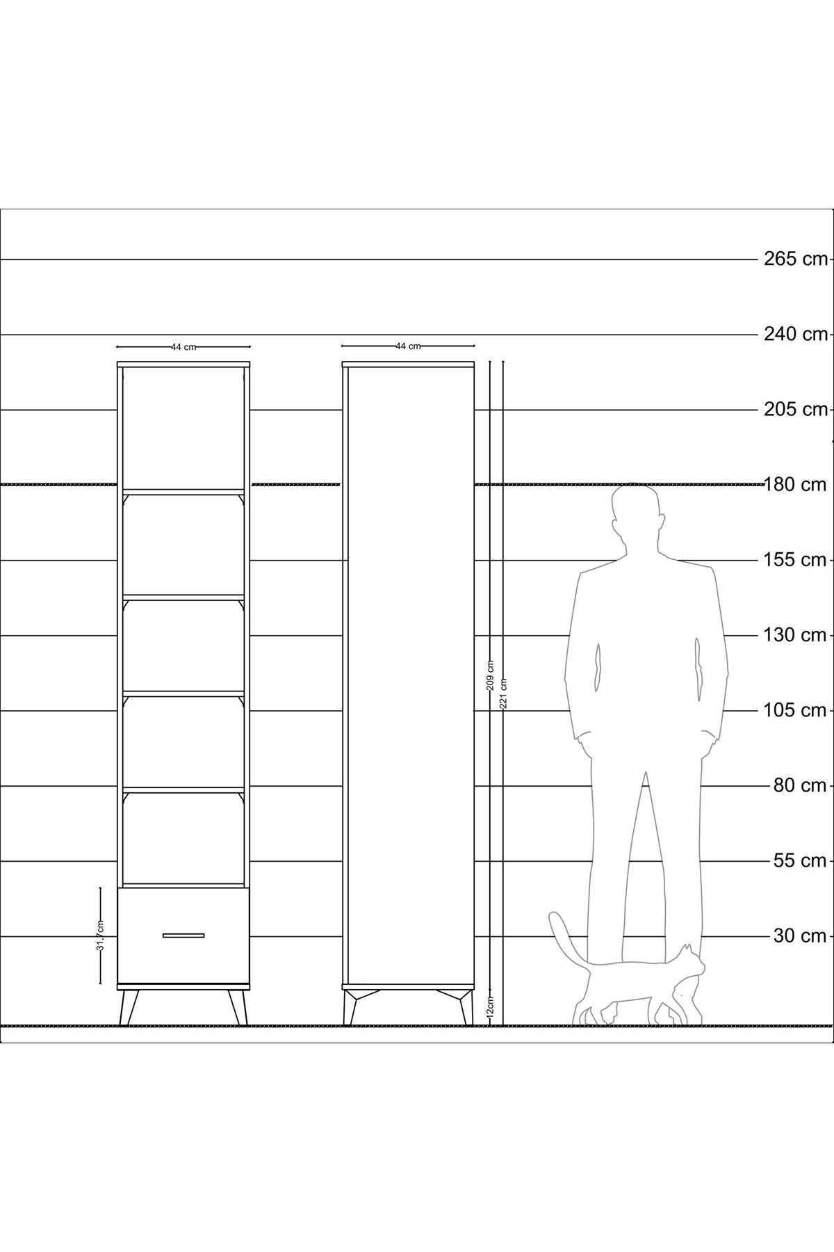 Hyperion Dolap 5 Raflı Tek Çekmeceli 44x44x221 Çam-Aytaşı