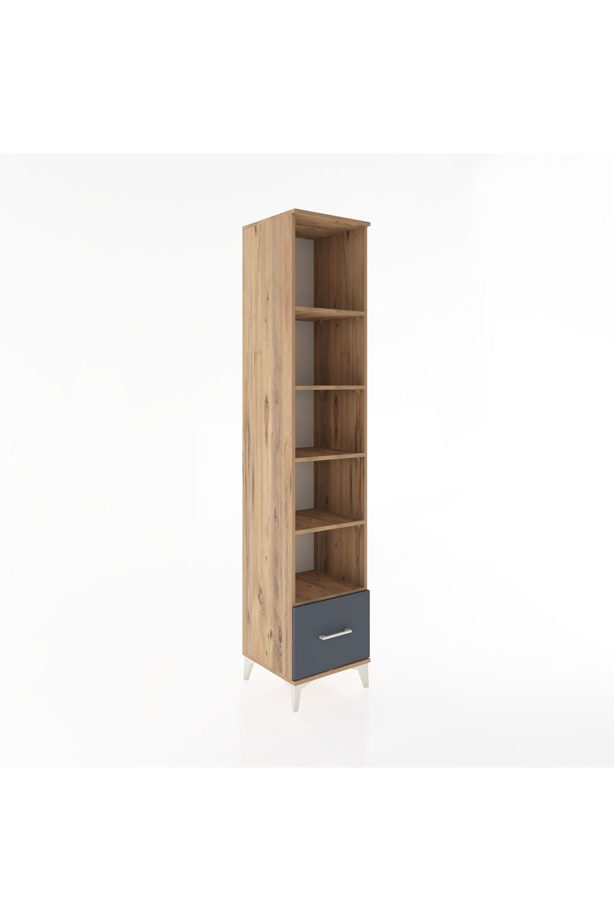 Hyperion Dolap 5 Raflı Tek Çekmeceli 44x44x221 Çam-Antrasit