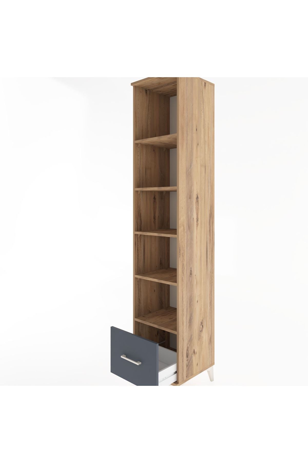 Hyperion Dolap 5 Raflı Tek Çekmeceli 44x44x221 Çam-Antrasit