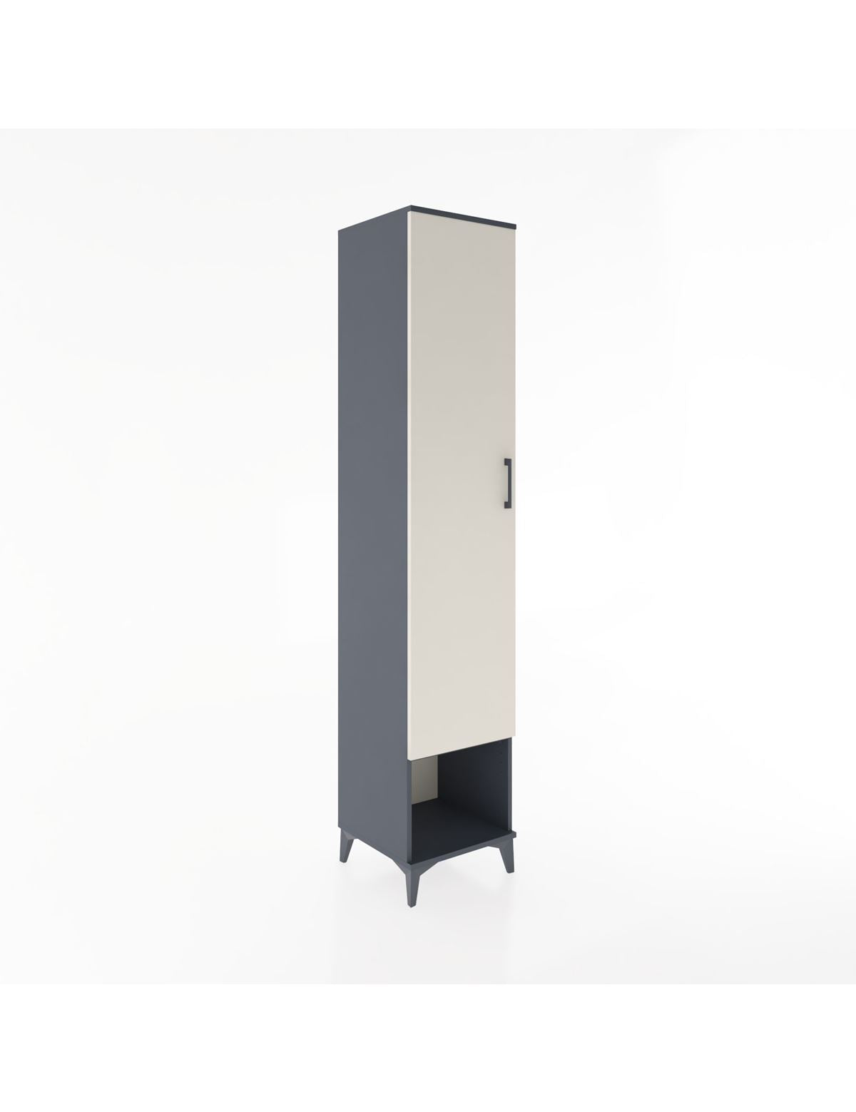 Hyperion Dolap 3 Raflı Tek Kapaklı Tek Askılı 44x44x221 Antrasit-Aytaşı