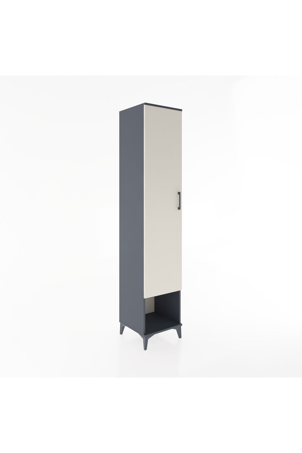 Hyperion Dolap 3 Raflı Tek Kapaklı Tek Askılı 44x44x221 Antrasit-Aytaşı