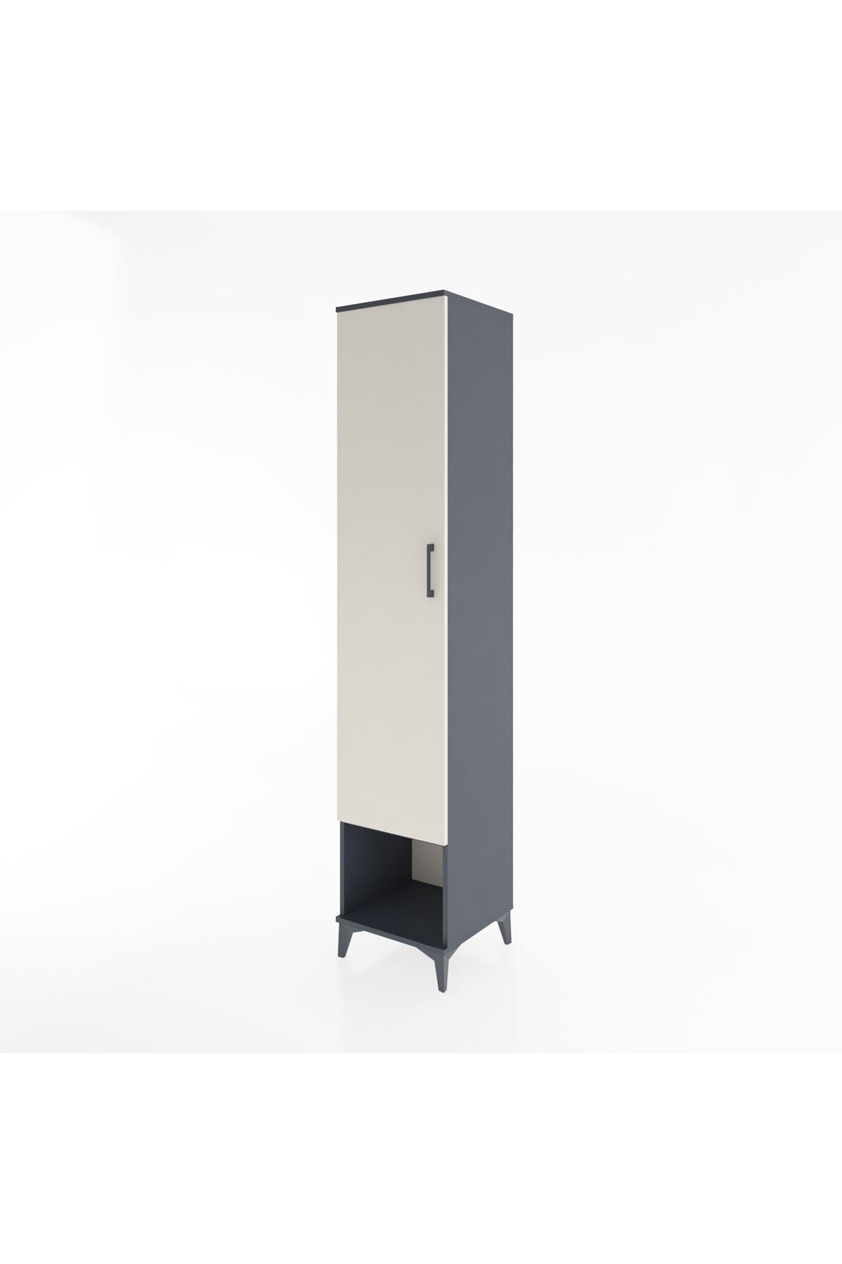 Hyperion Dolap 3 Raflı Tek Kapaklı Tek Askılı 44x44x221 Antrasit-Aytaşı