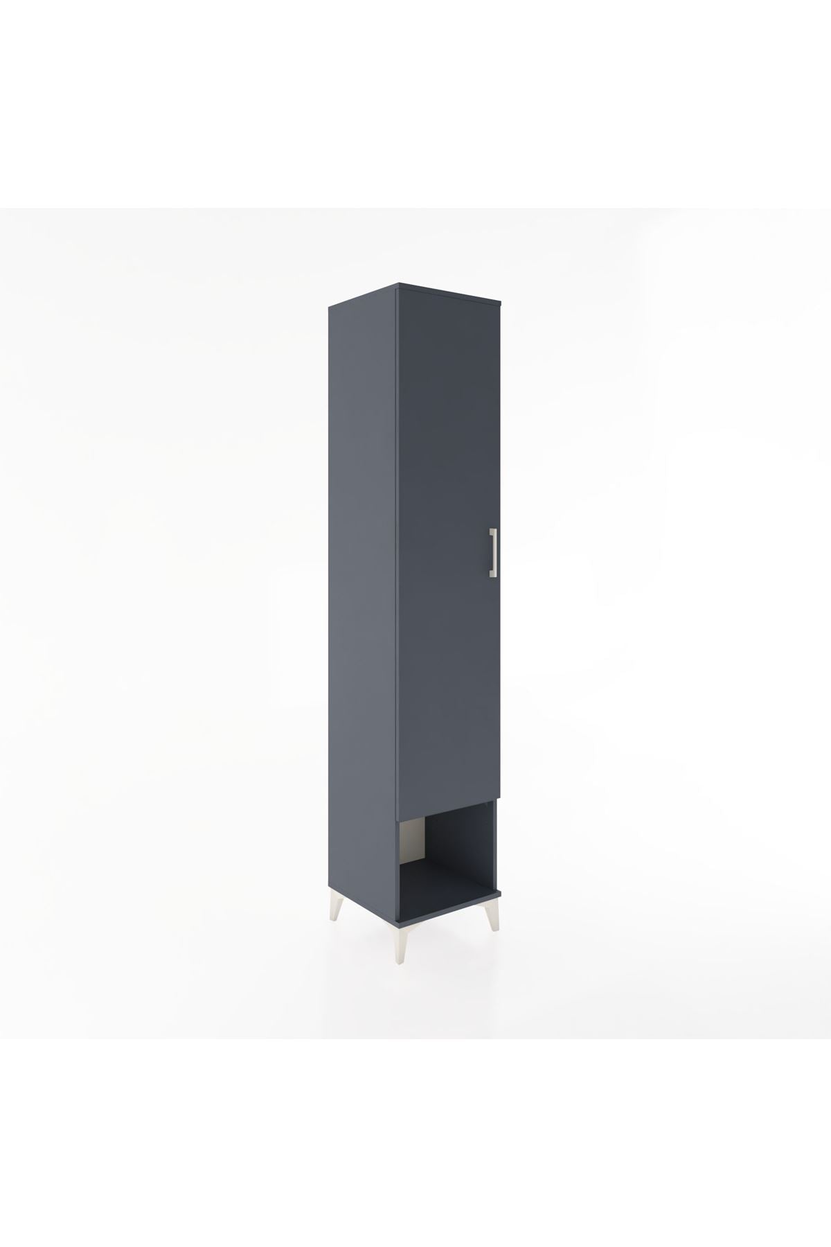Hyperion Dolap 3 Raflı Tek Kapaklı Tek Askılı 44x44x221 Antrasit-Antrasit